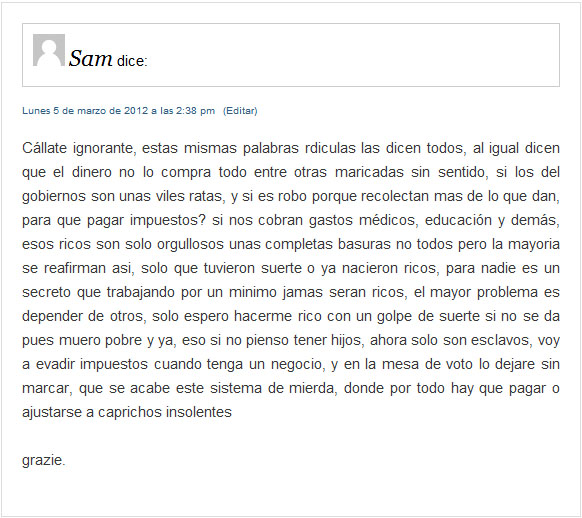 Comentario "Sam"