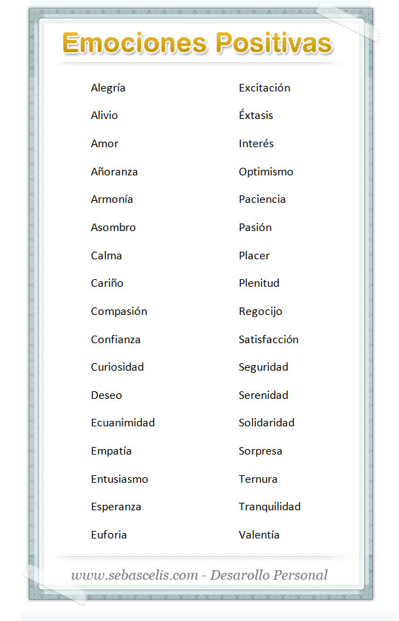 Lista De Emociones Positivas